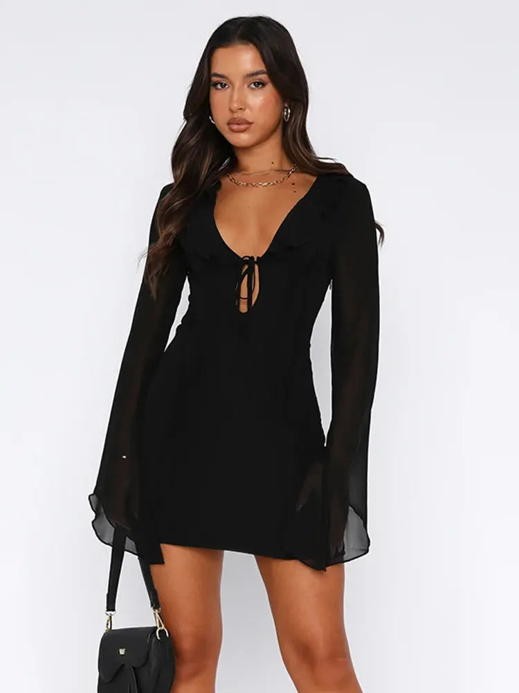 FLARE SLEEVE MINI DRESS