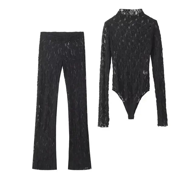 LACE BODYSUIT PANTS SET - Museofearth